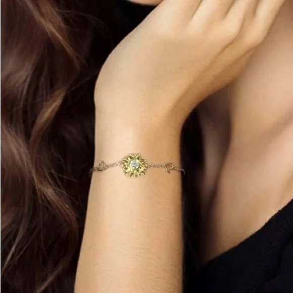 14k Yellow Gold & 925 Sterling Silver Diamond Moissanite Sunflower Bolo … - Picture 6 of 9